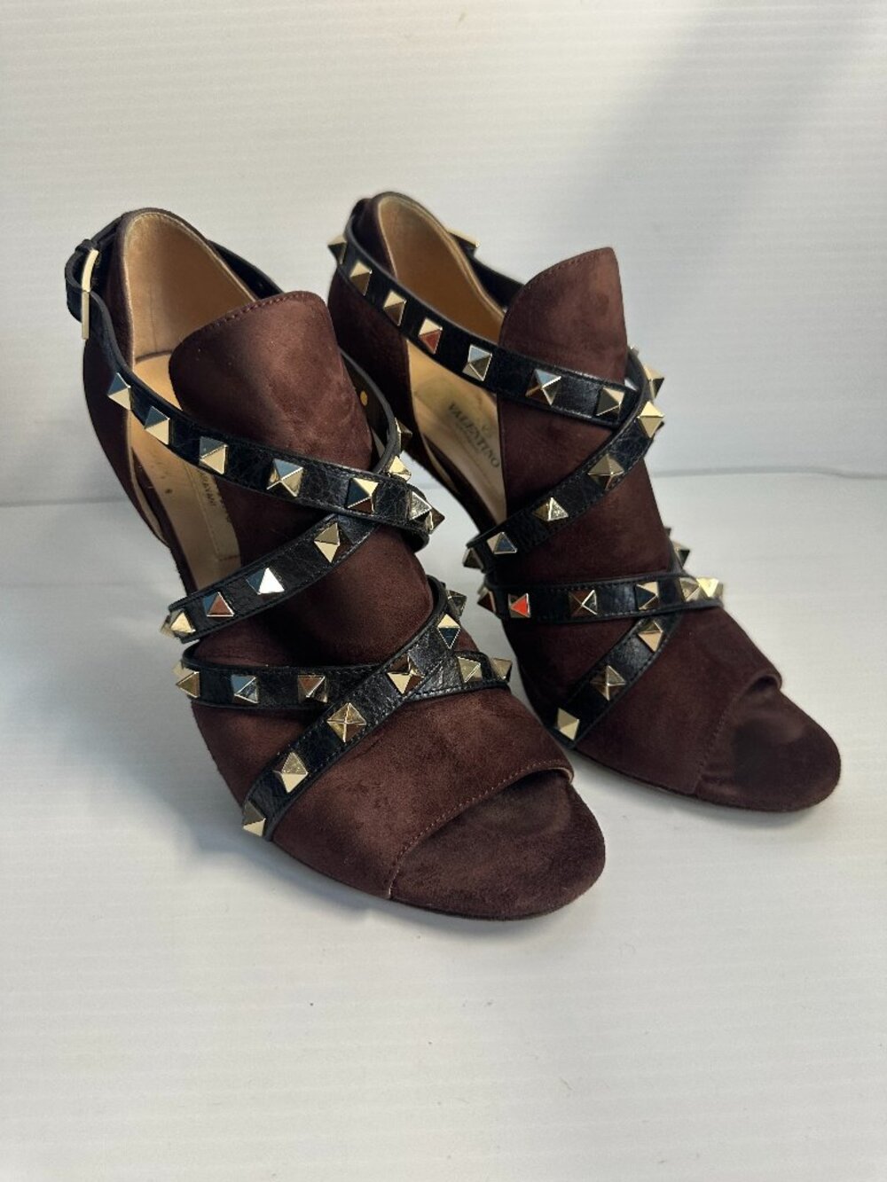 Valentino Burgundy Studded Wrap Sandal